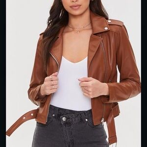 Iris Los Angeles Faux Leather Jacket Camel